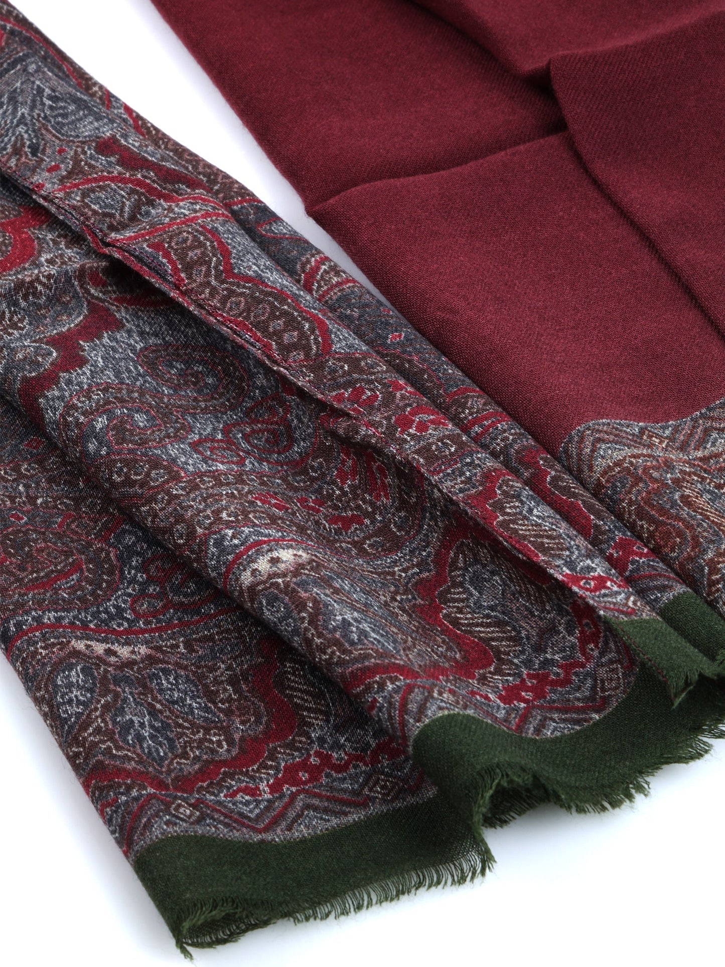 Burgundy Scarf in Pure Printed Wool BRENDA