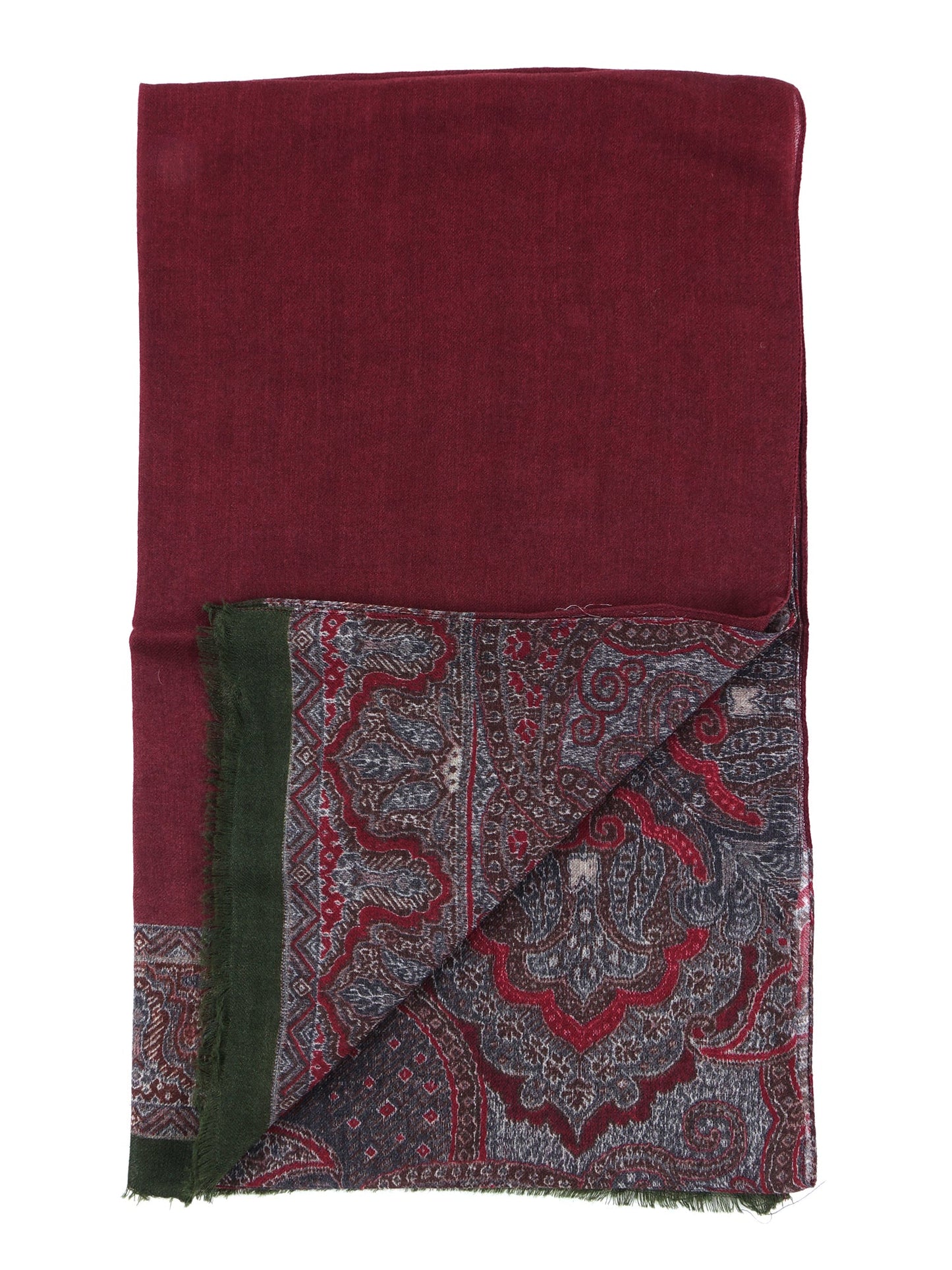 Burgundy Scarf in Pure Printed Wool BRENDA