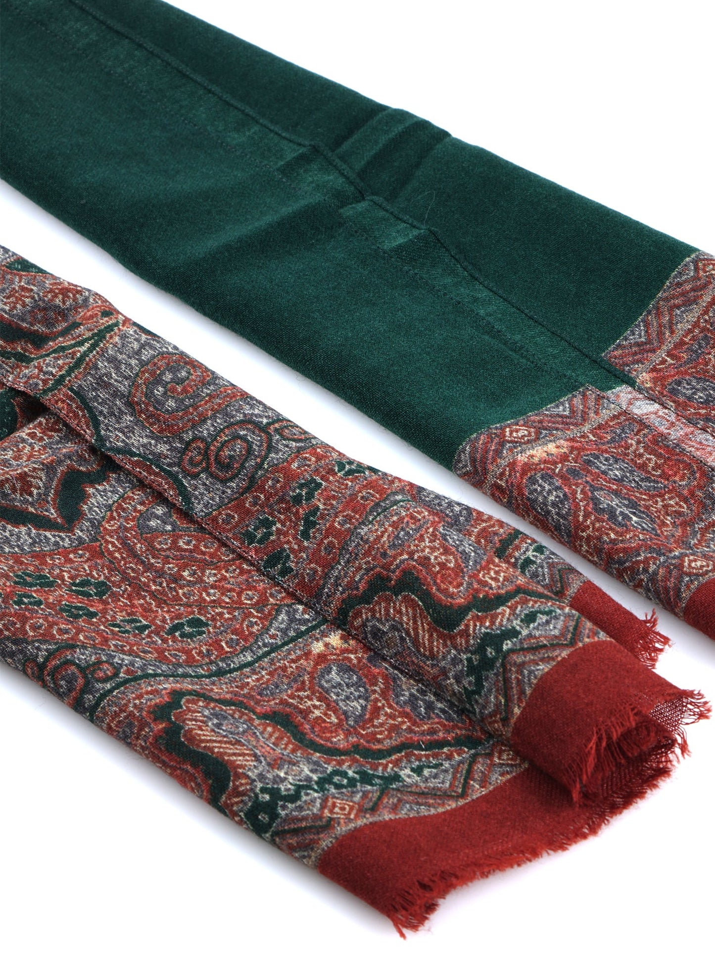 Green Scarf in Pure Printed Wool BRENDA