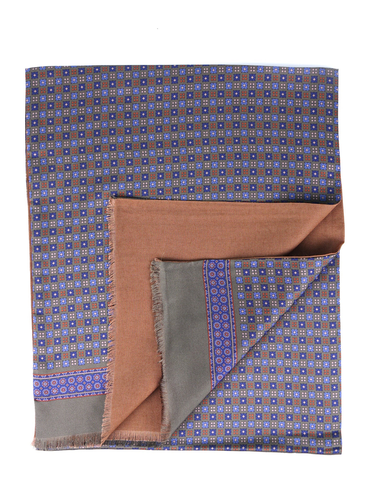 Double-faced printed silk\wool scarf SAMMY green