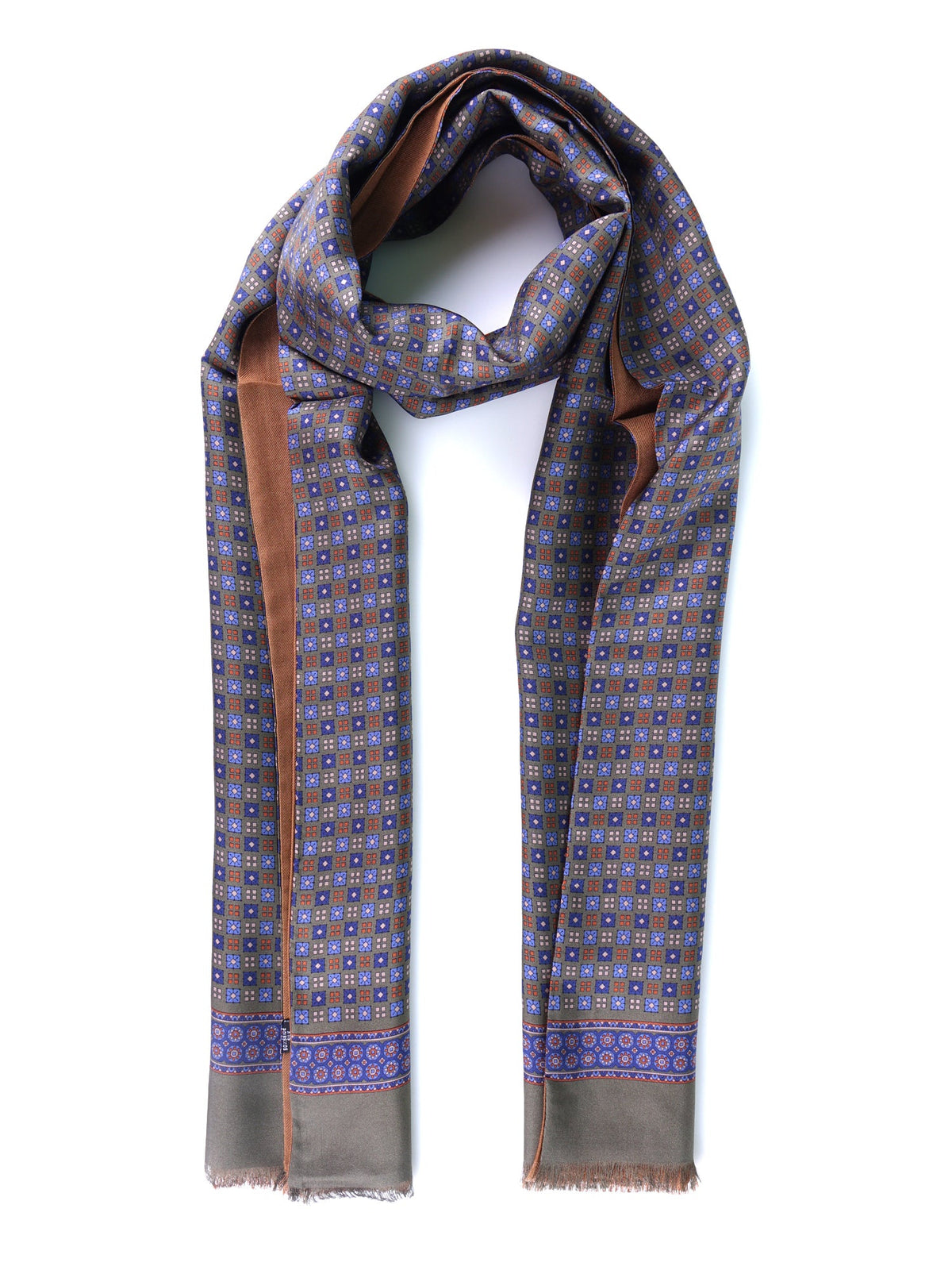 Double-faced printed silk\wool scarf SAMMY green