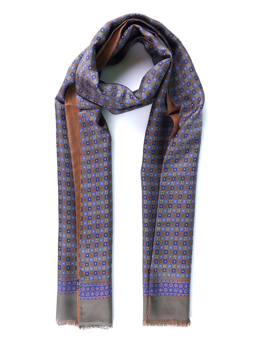 Double-faced printed silk\wool scarf SAMMY green