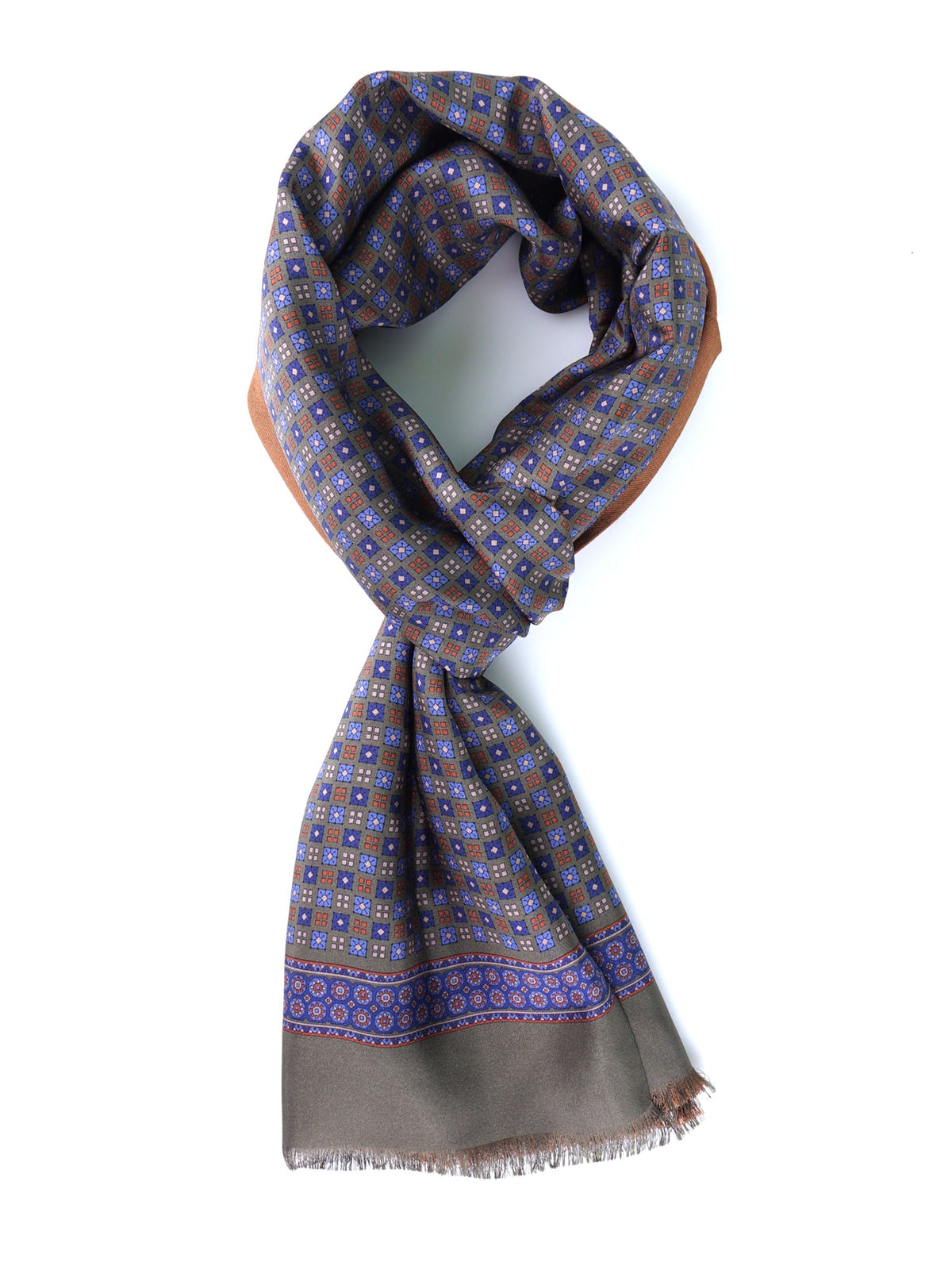 Double-faced printed silk\wool scarf SAMMY green