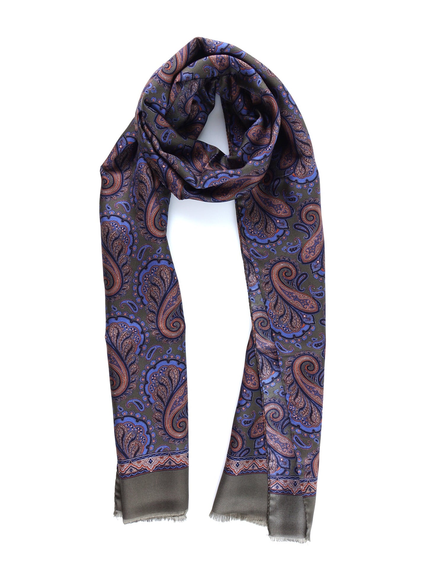 Green Silk Printed Scarf SIMON