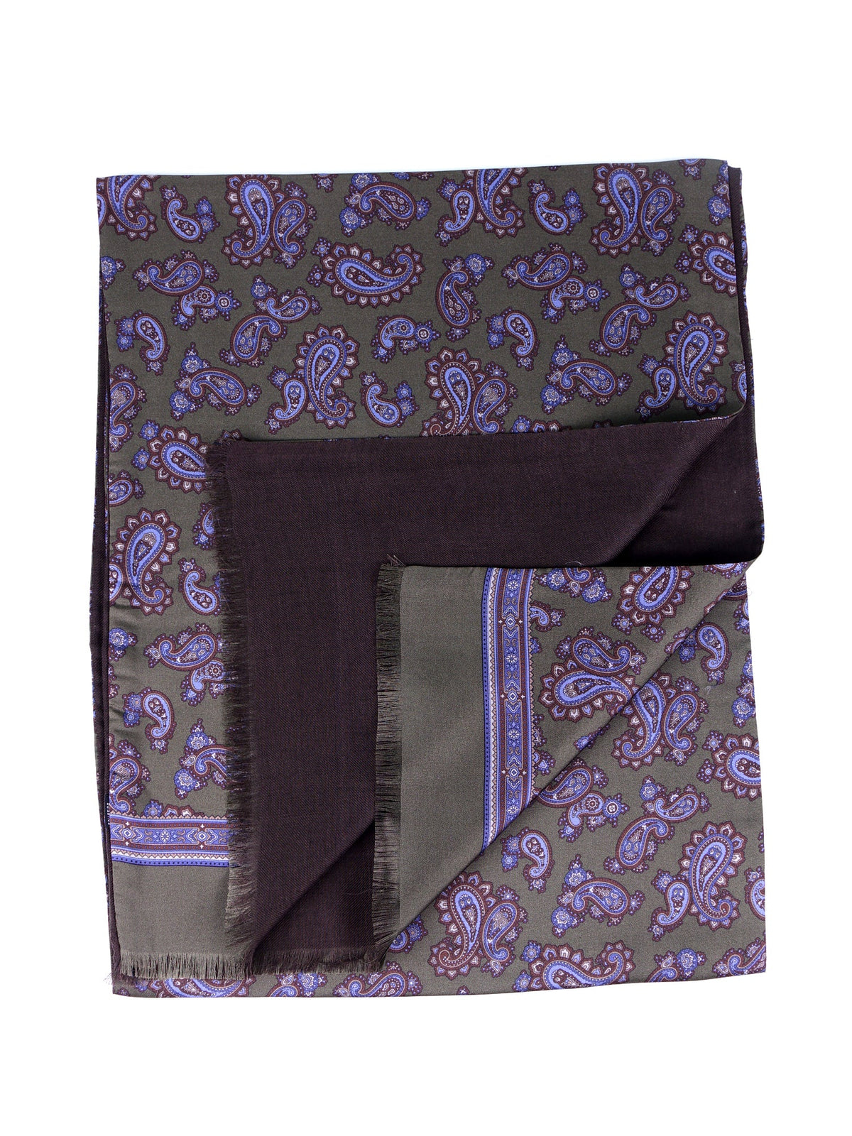 TOSCA green printed silk\wool double-faced scarf