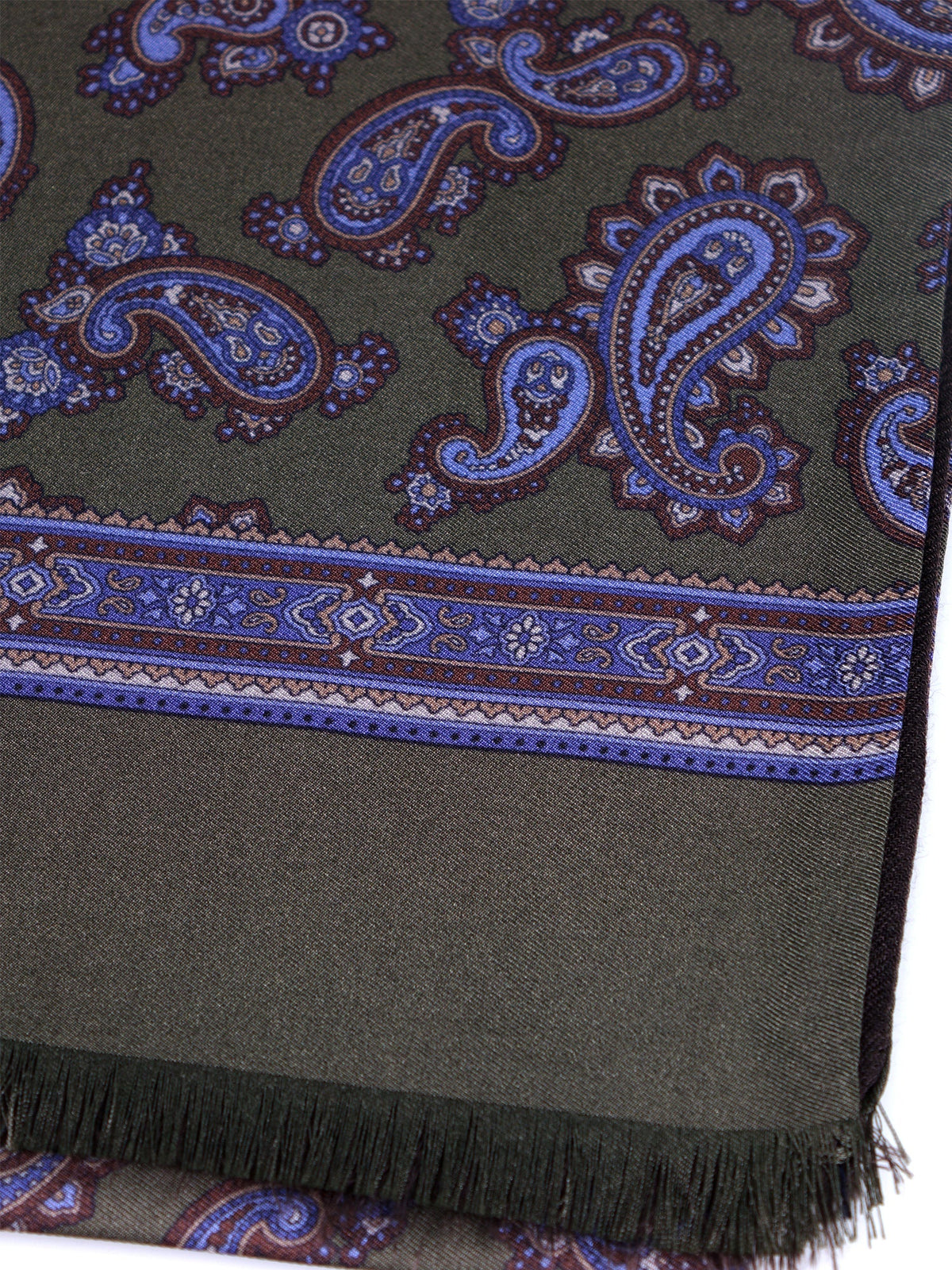 TOSCA green printed silk\wool double-faced scarf