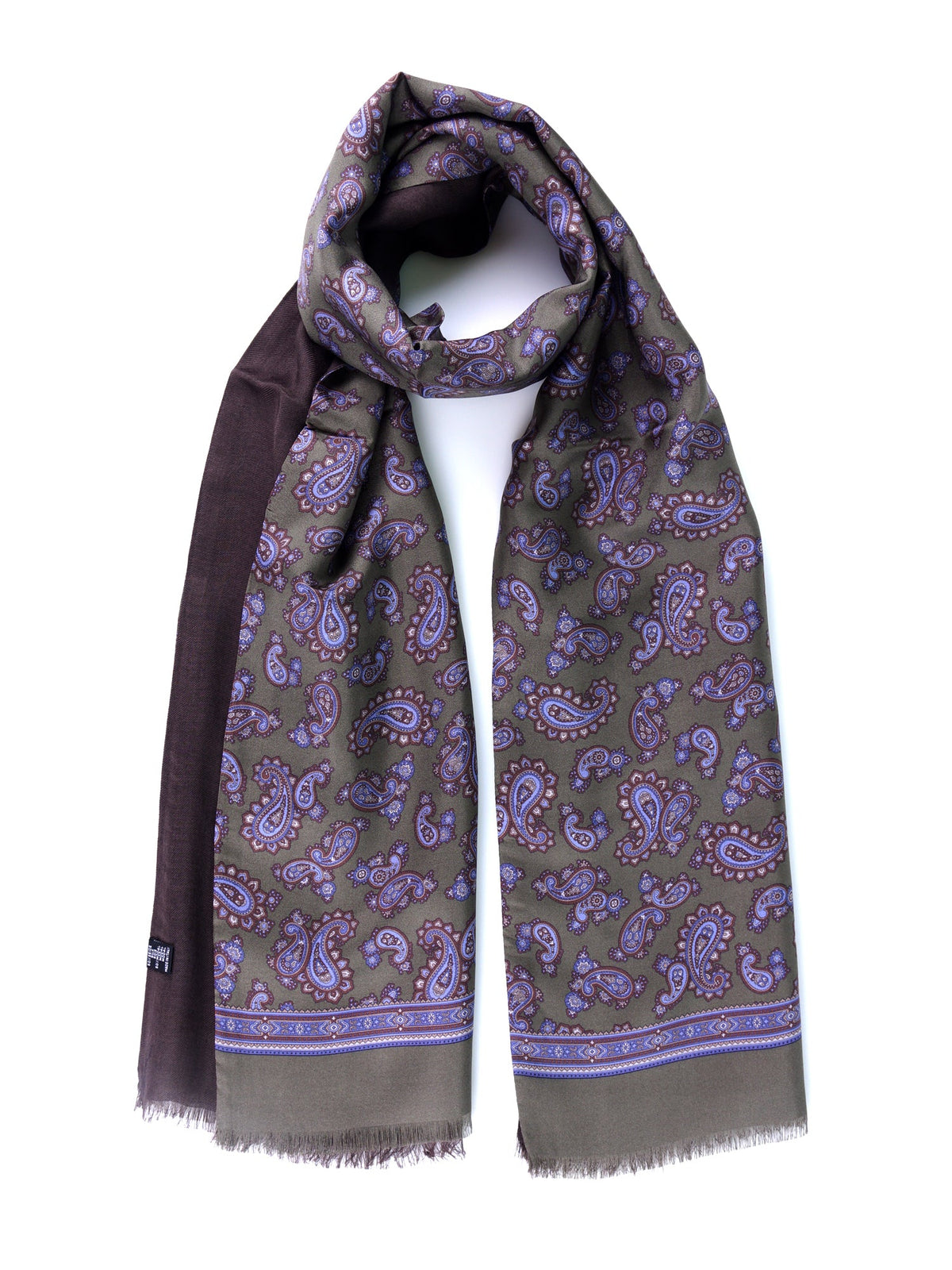 TOSCA green printed silk\wool double-faced scarf
