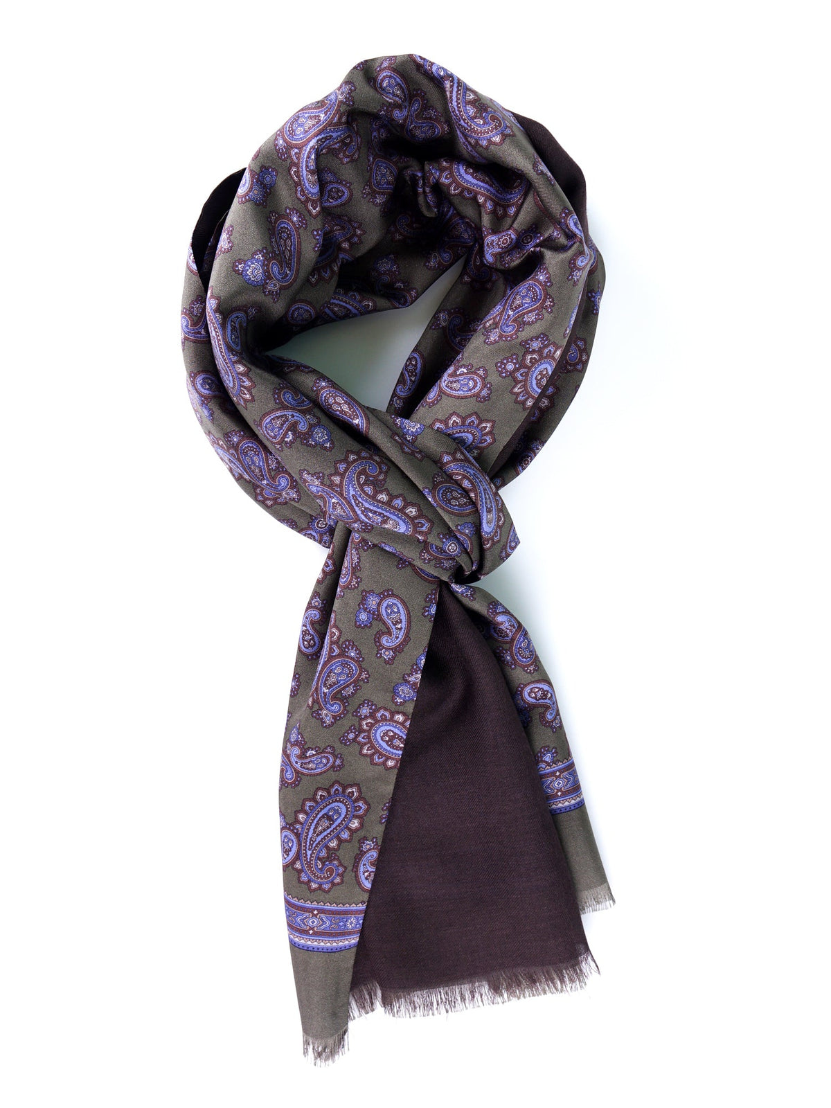 TOSCA green printed silk\wool double-faced scarf