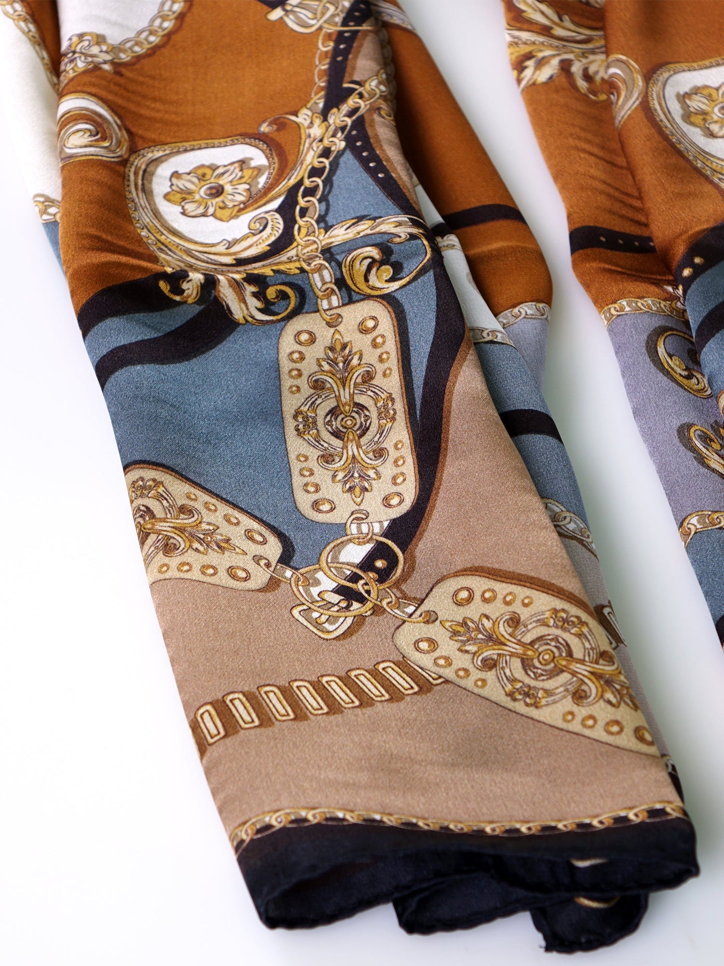 Green/Beige Printed Pure Silk Stole Scarf BERENIKE