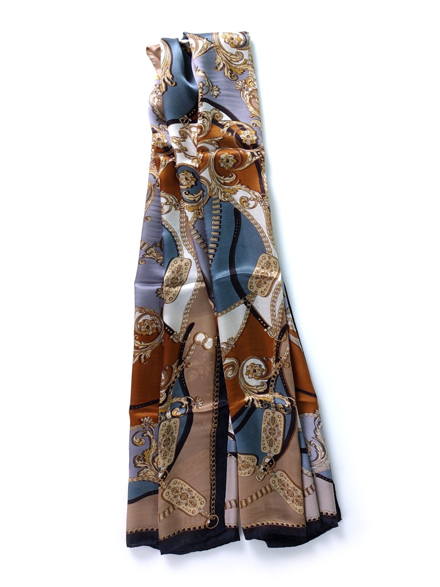 Green/Beige Printed Pure Silk Stole Scarf BERENIKE