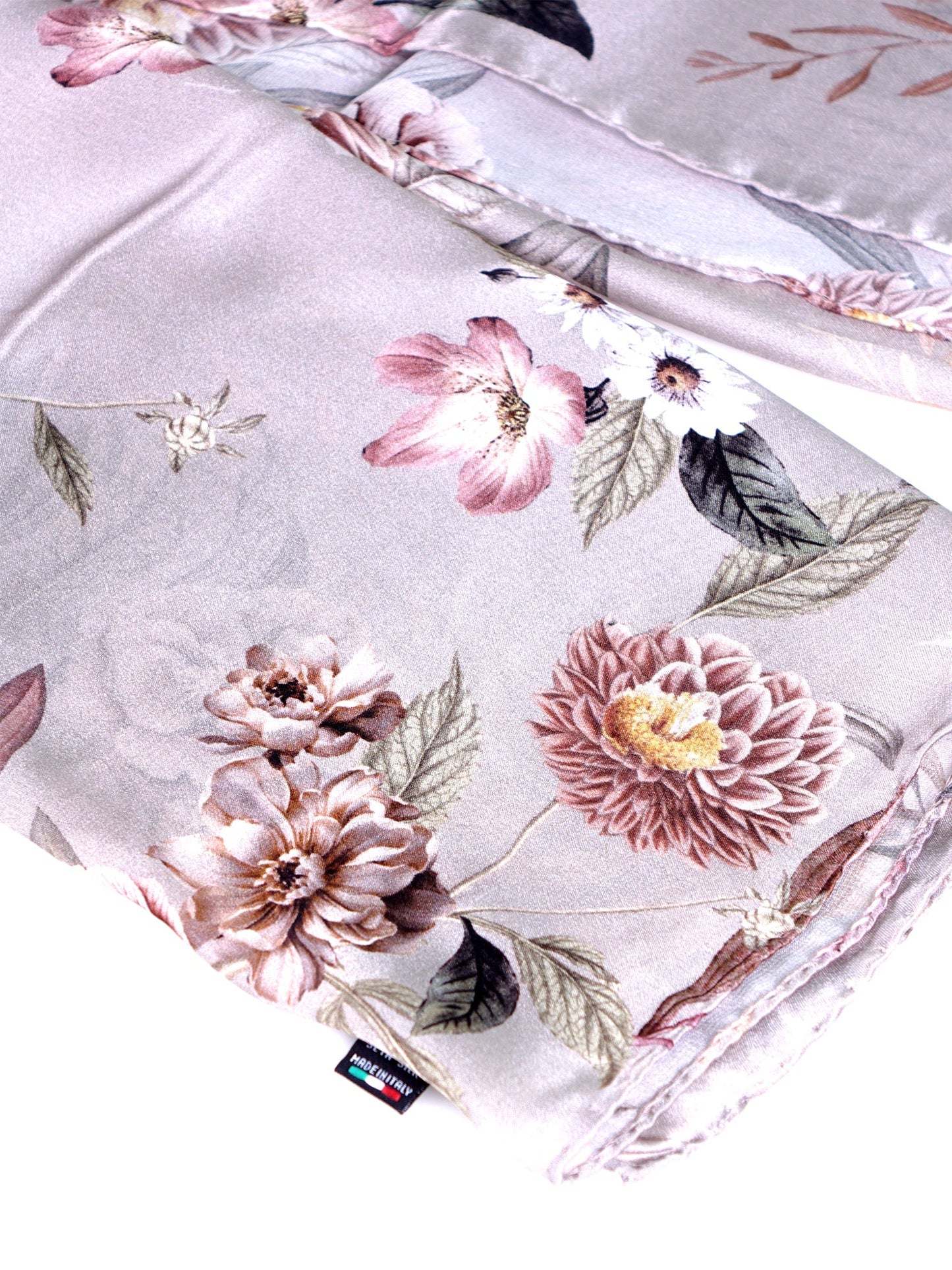 Light Beige Satin Silk Stole Scarf Printed ROMANTIC