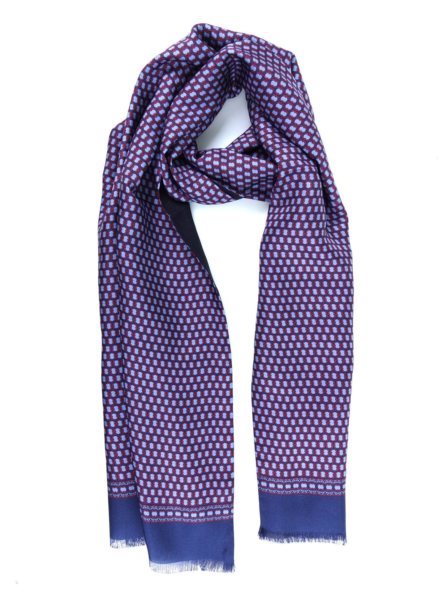 Double-layered blue Silk/Wool Scarf MARZIA