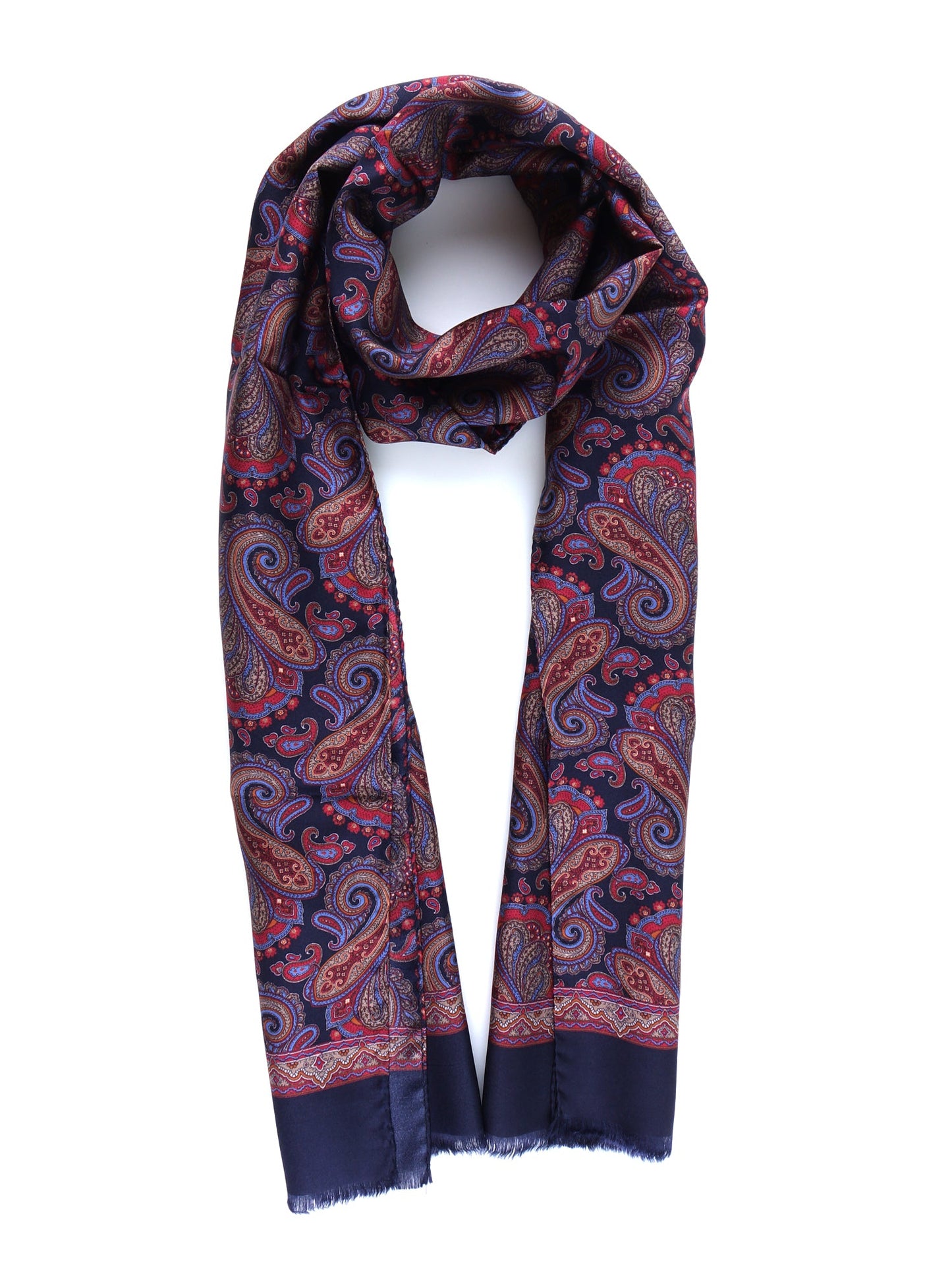 Blue/Red Printed Pure Silk Scarf SIMON