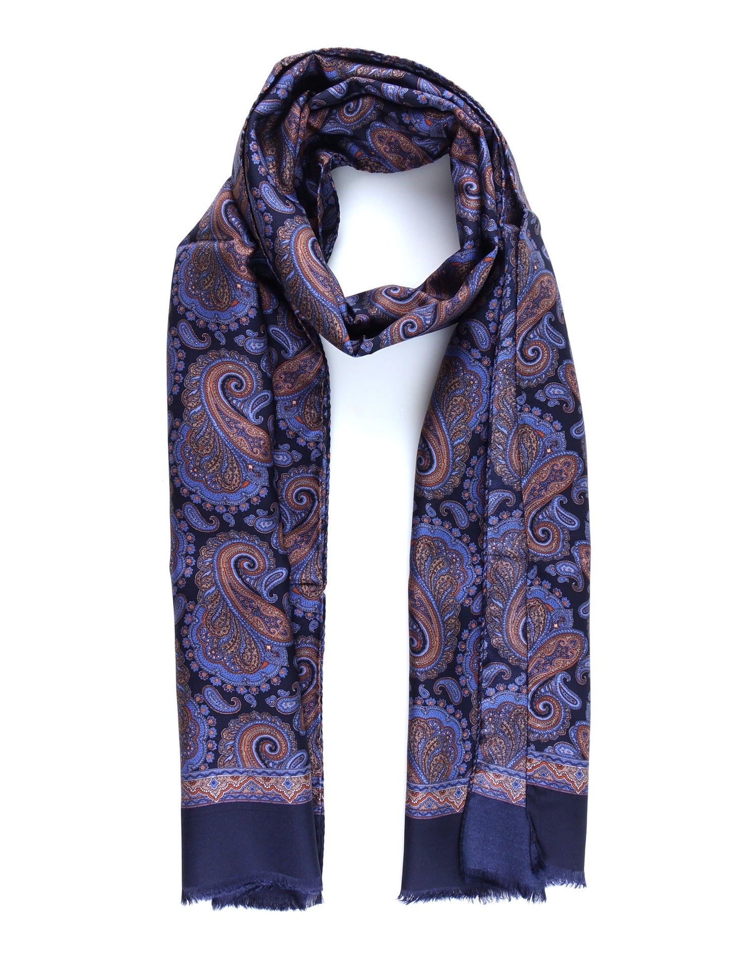 Blue/Sky Blue Printed Pure Silk Scarf SIMON