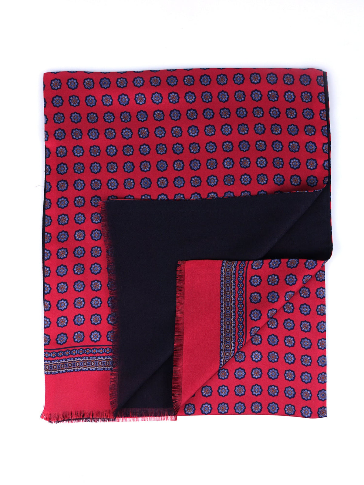 Red MEDUSA printed silk\wool double-sided scarf