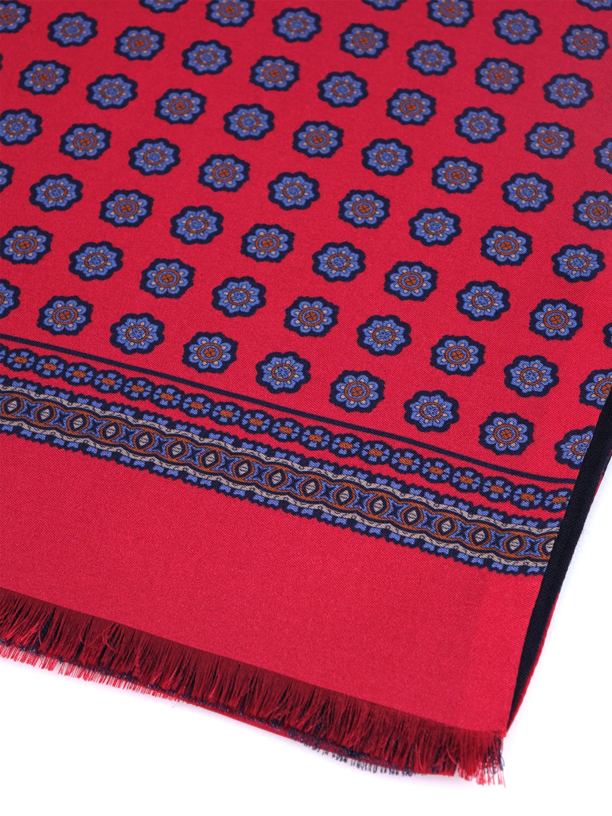 Red MEDUSA printed silk\wool double-sided scarf