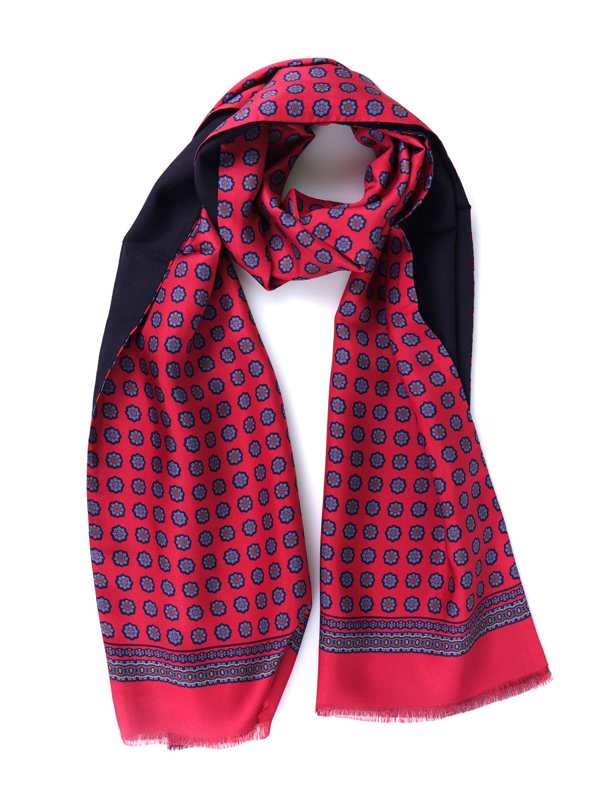 Red MEDUSA printed silk\wool double-sided scarf