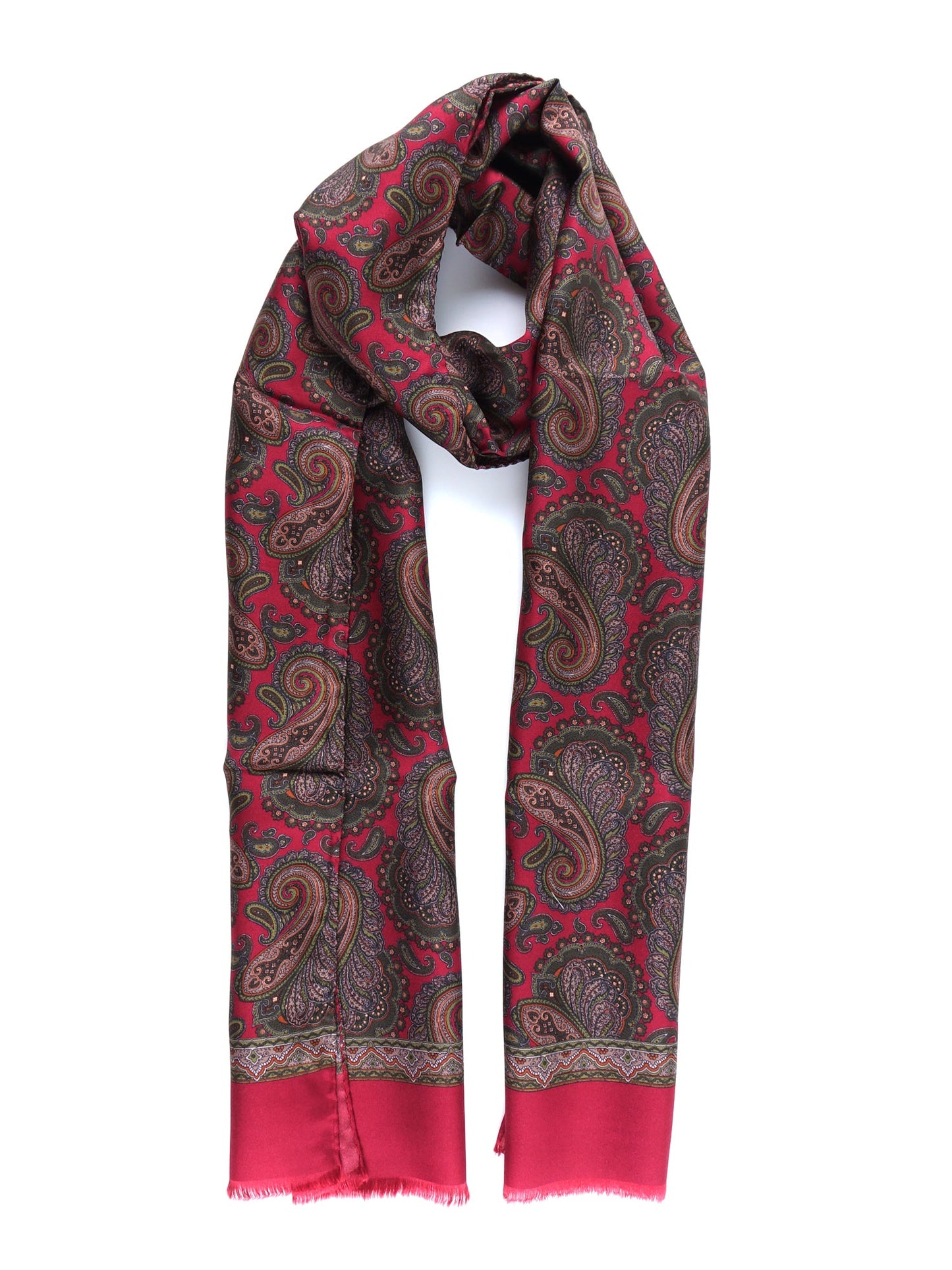 Red Silk Printed Scarf SIMON