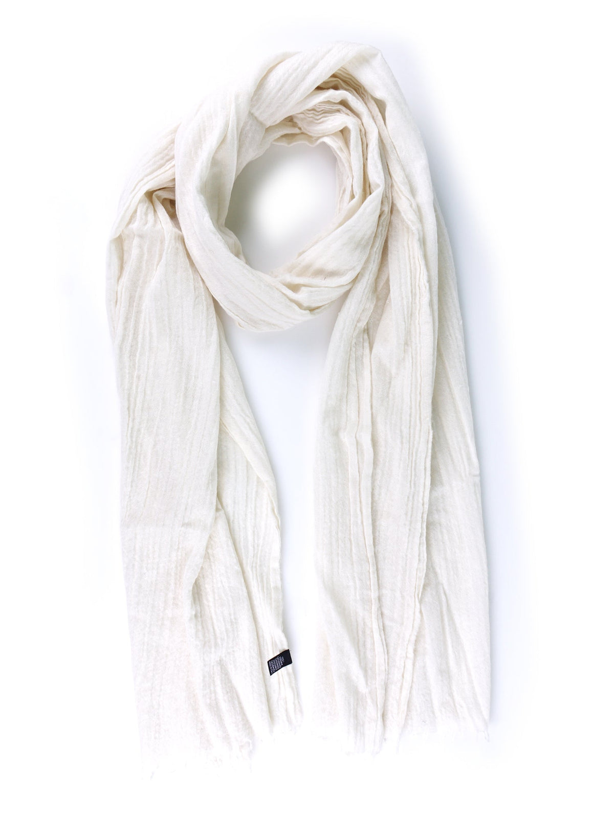 White RAW cashmere scarf