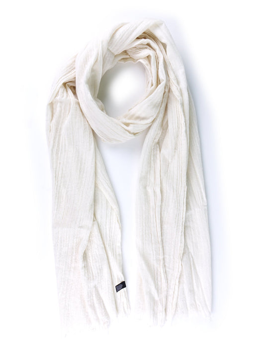 White RAW cashmere scarf