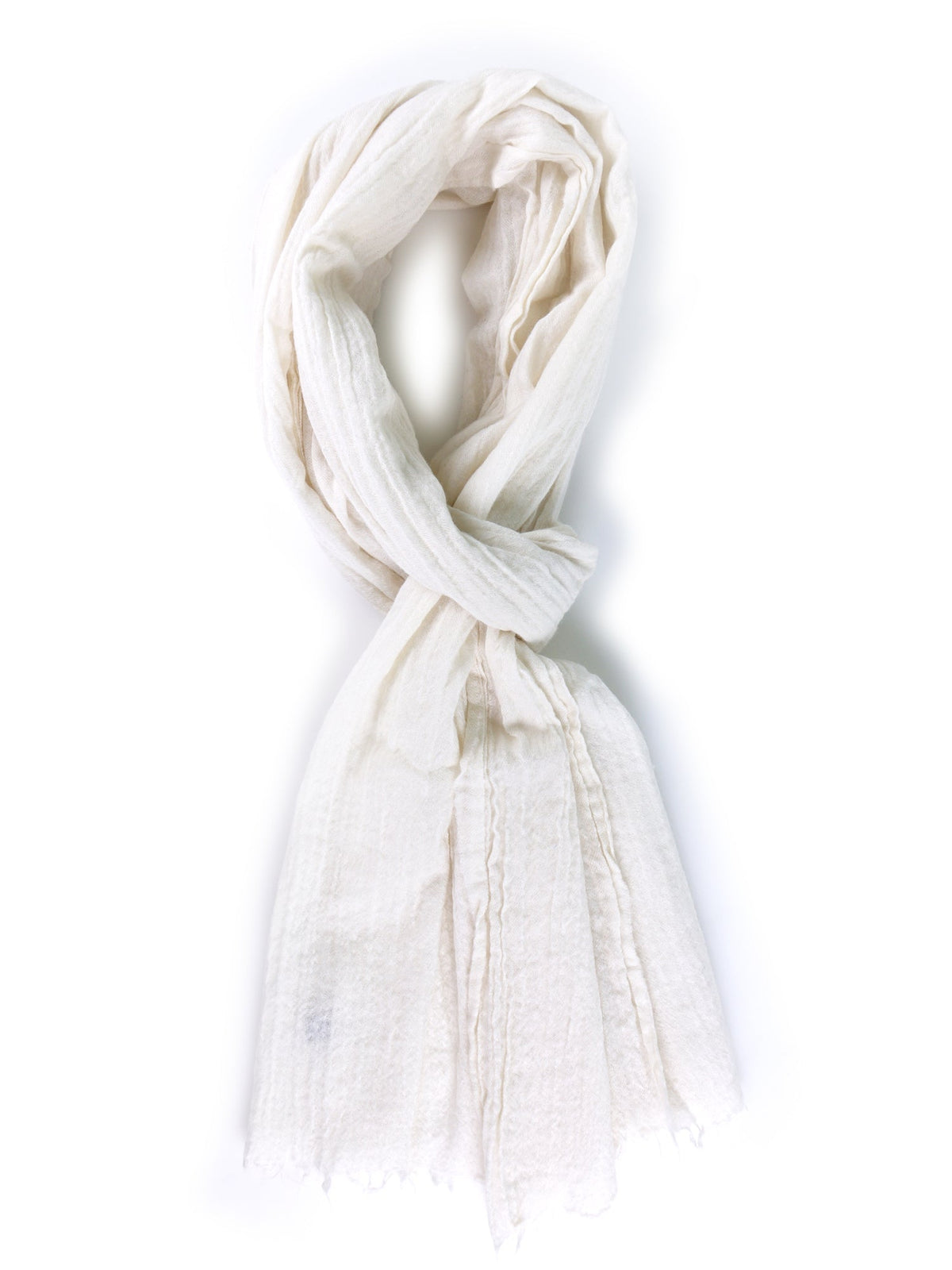 White RAW cashmere scarf