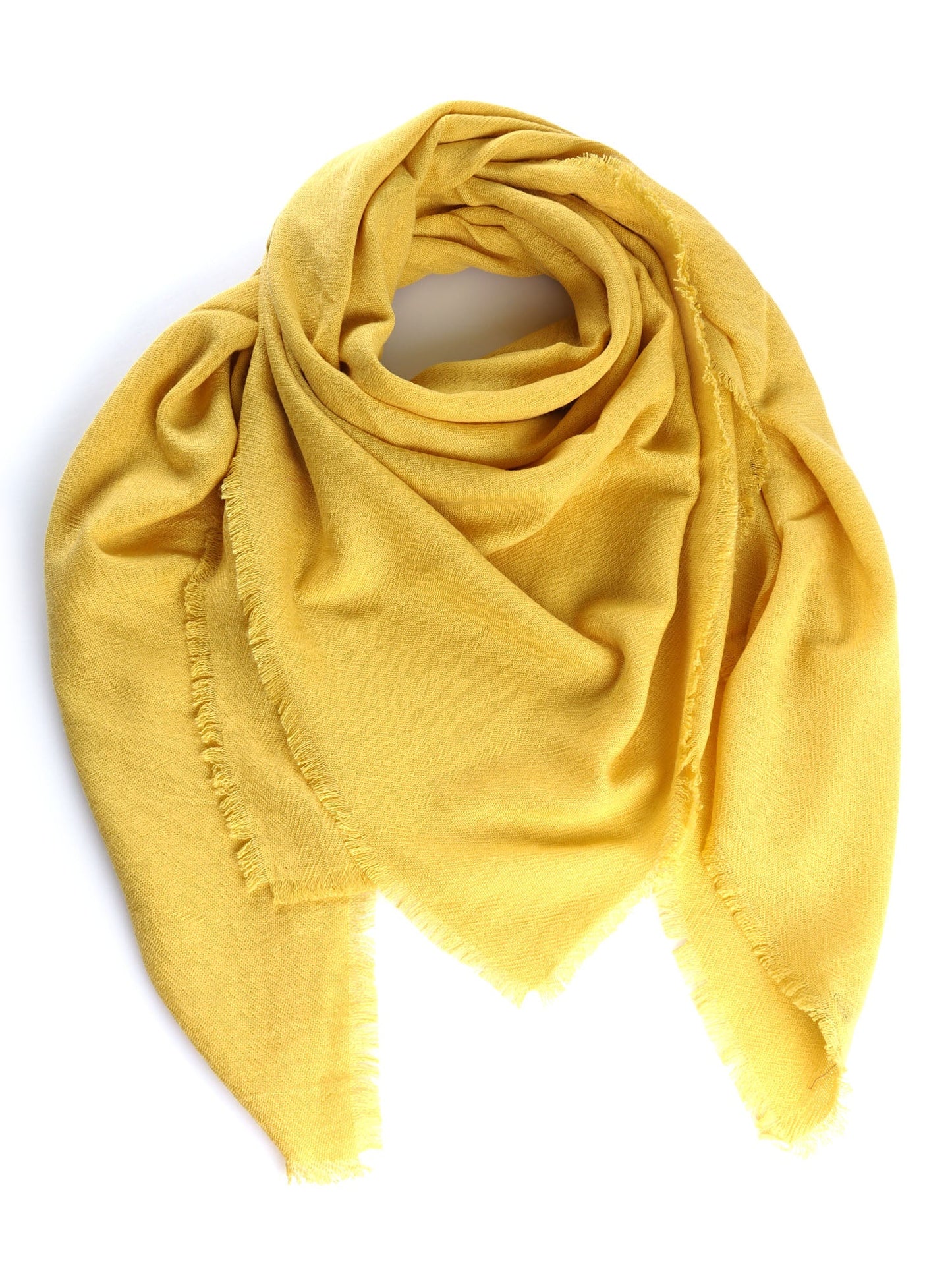 Women's Scarf YELLOW in pure cashmere SQUARE