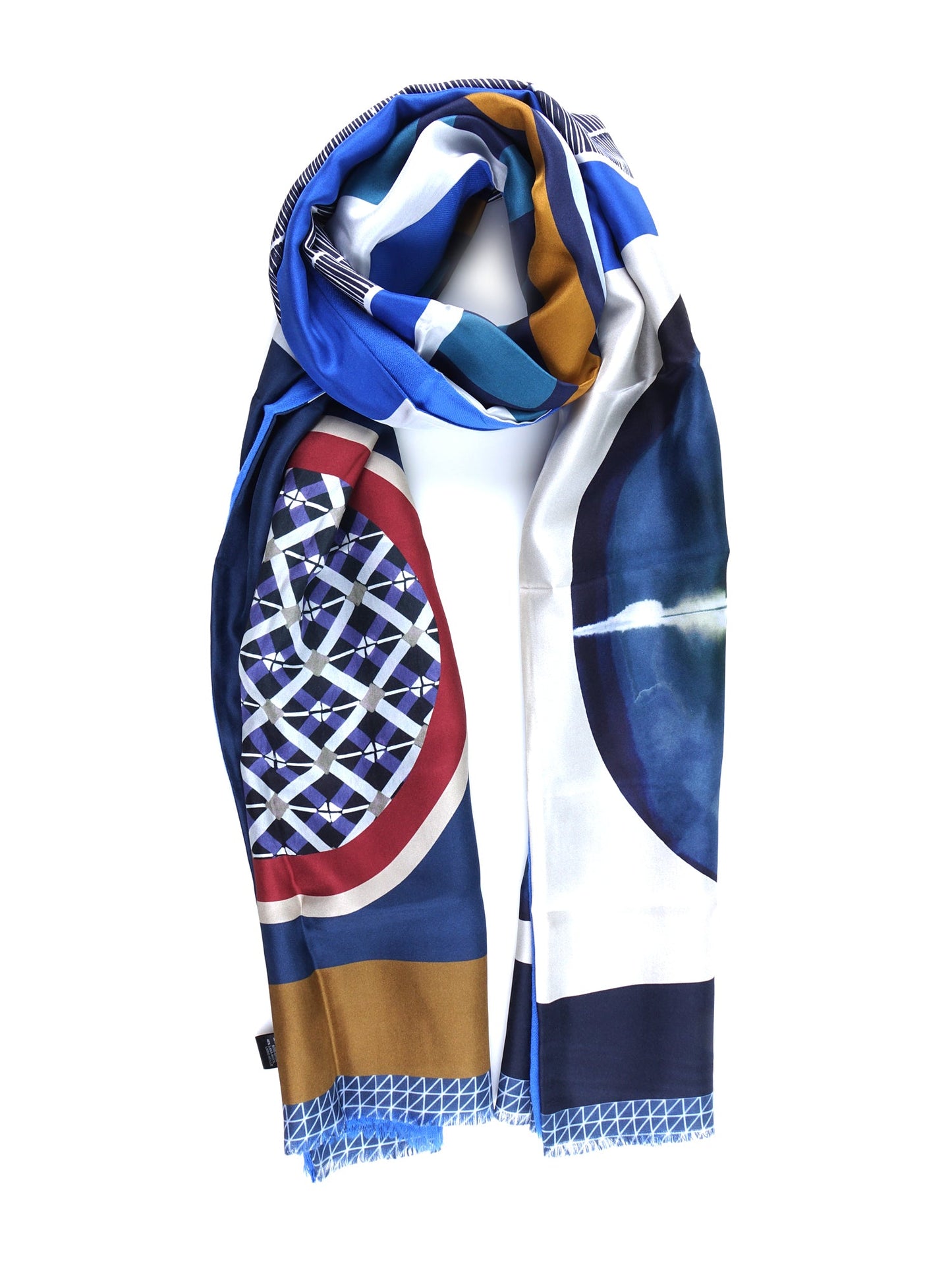 Black Scarf in pure printed silk doubled with Blueette ETHNIC wool