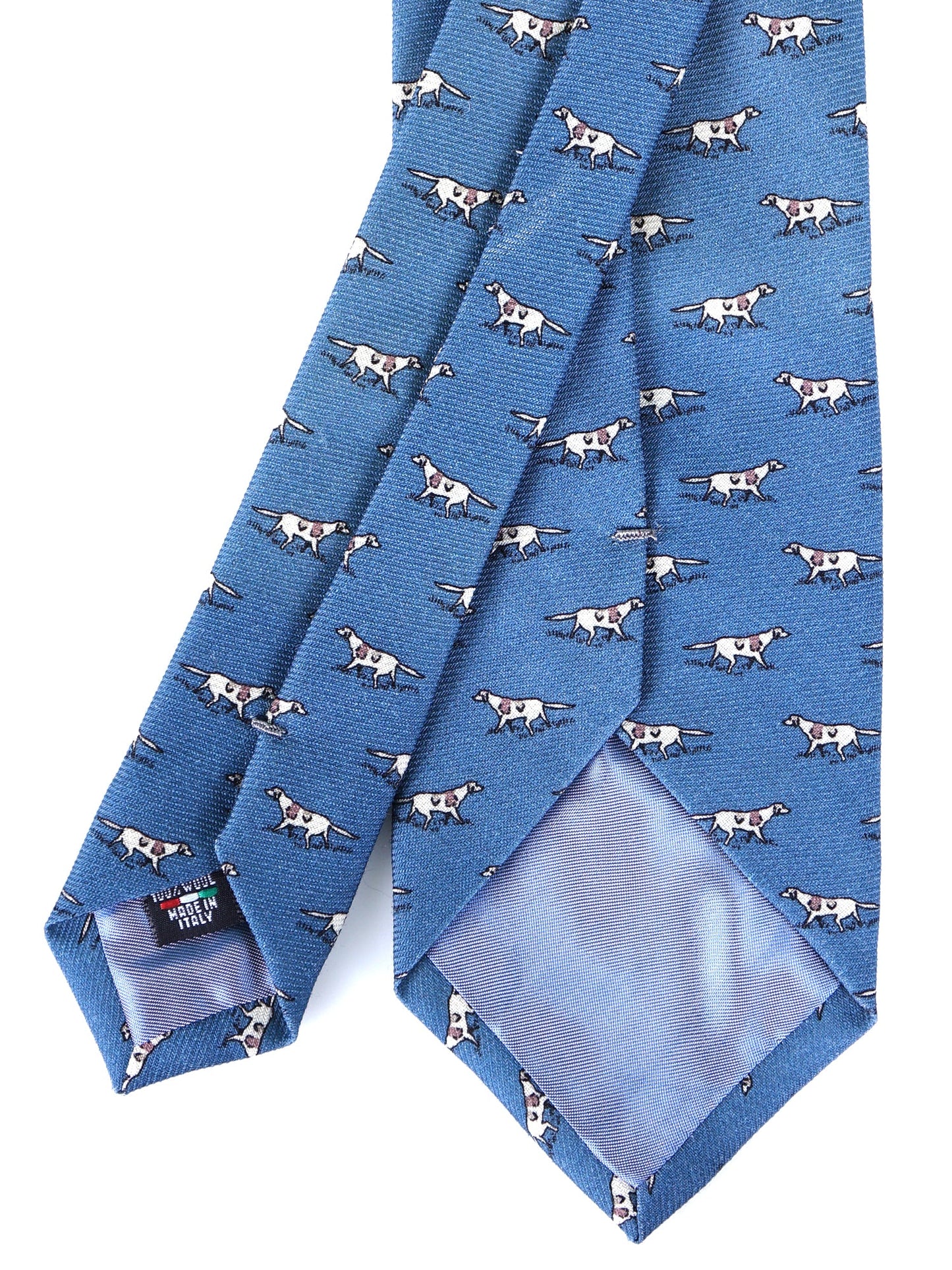 Air Force Blue 3-Fold SEGUGIO Tie in English Printed Challis Wool