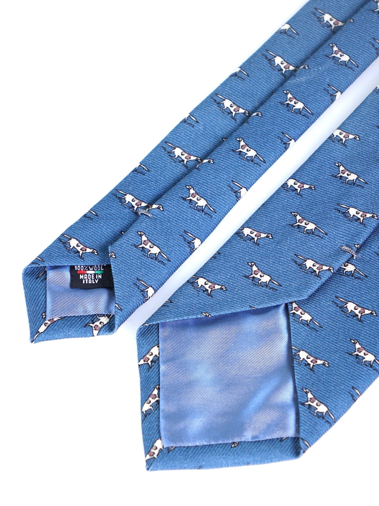 Air Force Blue 3-Fold SEGUGIO Tie in English Printed Challis Wool