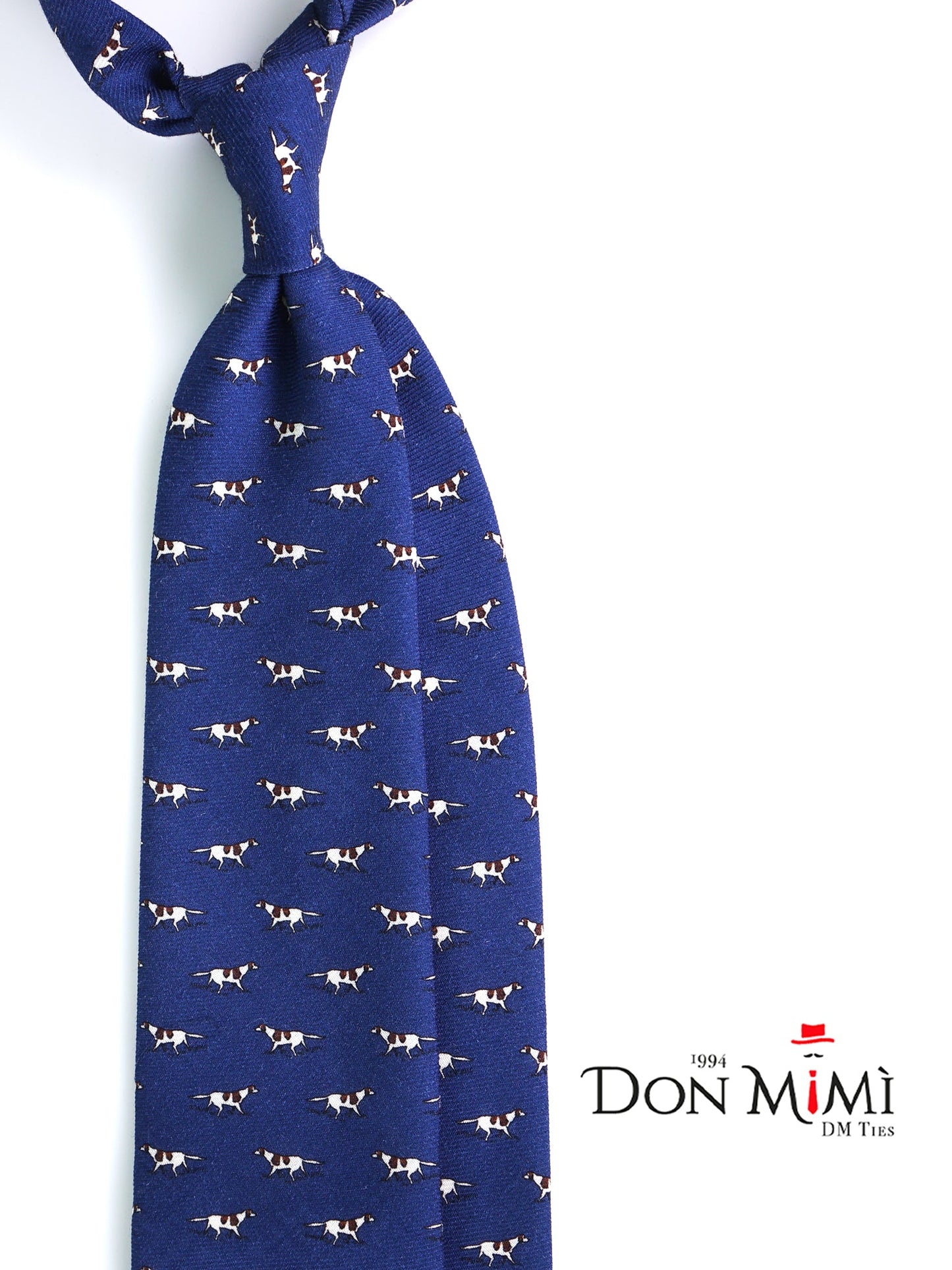 Blue 3 Folds SEGUGIO Tie in English Printed Challis Wool