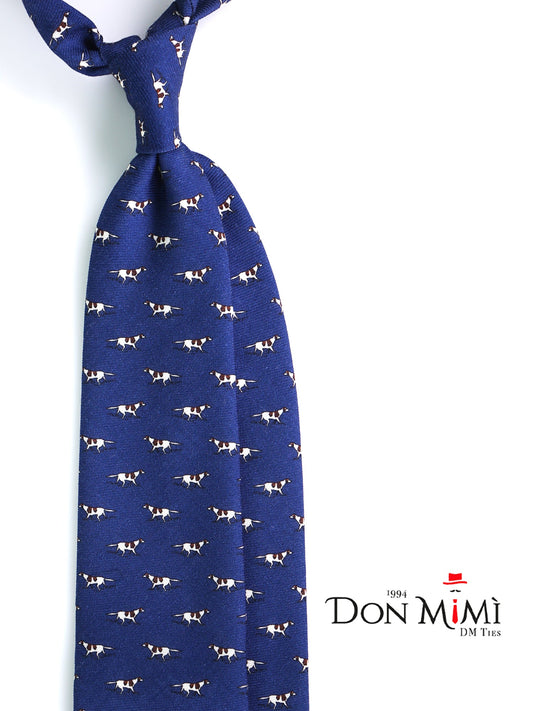 Blue 3 Folds SEGUGIO Tie in English Printed Challis Wool