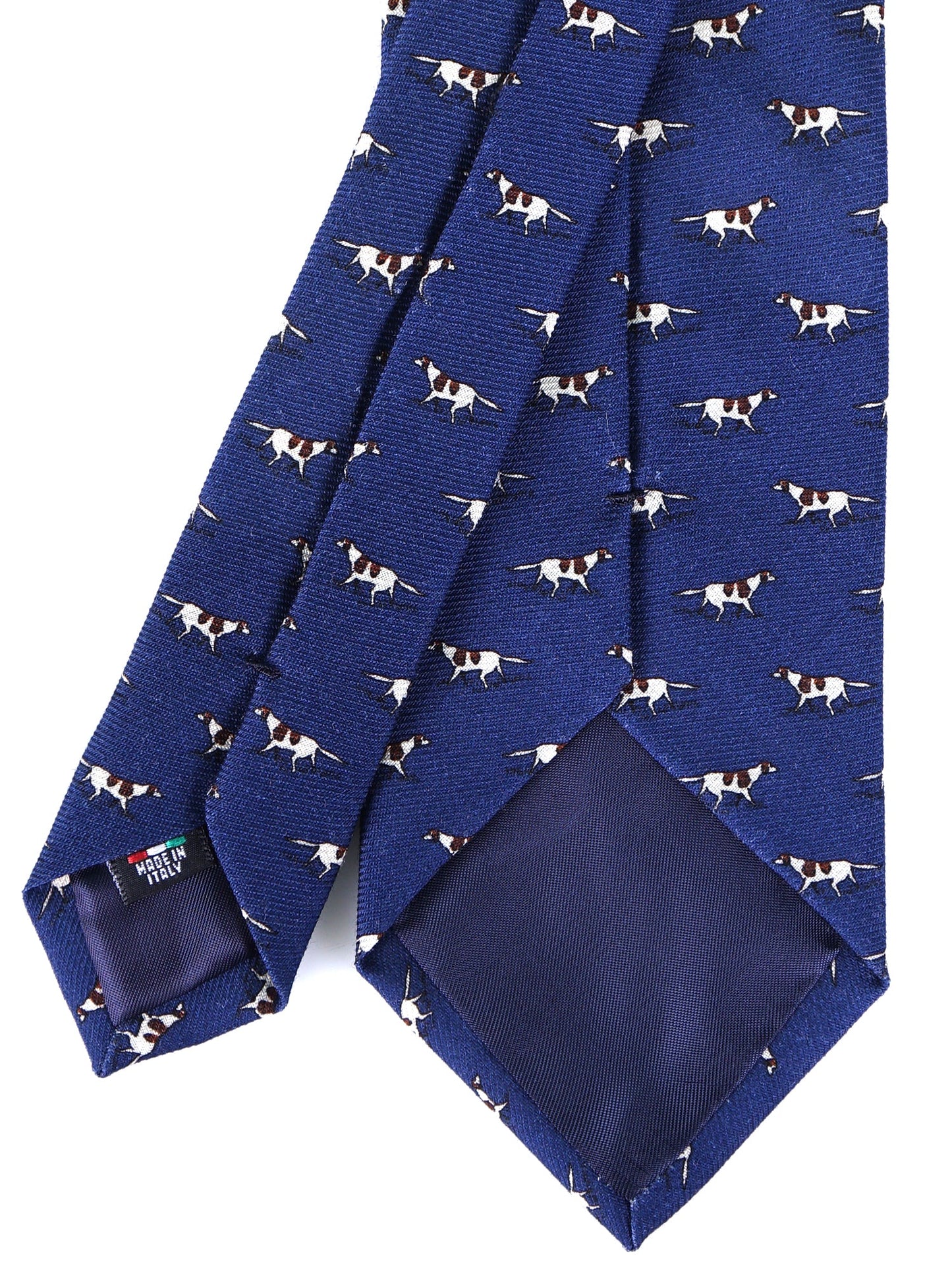 Blue 3 Folds SEGUGIO Tie in English Printed Challis Wool