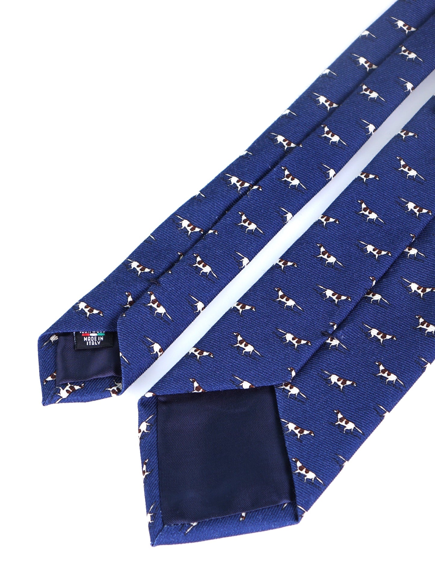 Blue 3 Folds SEGUGIO Tie in English Printed Challis Wool