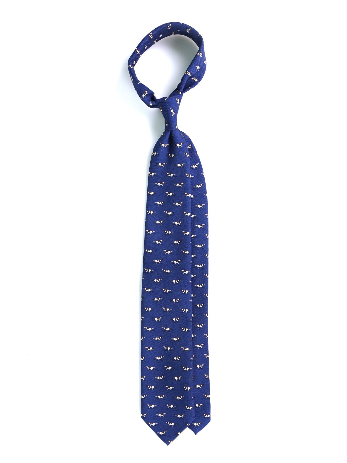 Blue 3 Folds SEGUGIO Tie in English Printed Challis Wool