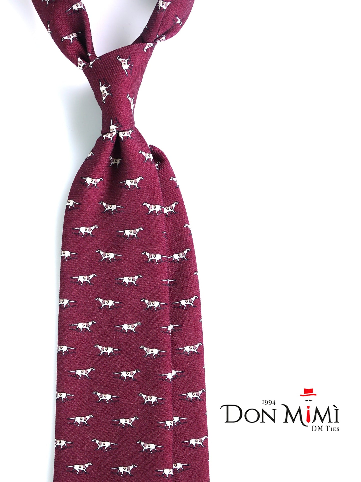 Bordeaux 3 Fold SEGUGIO Tie in English Printed Challis Wool
