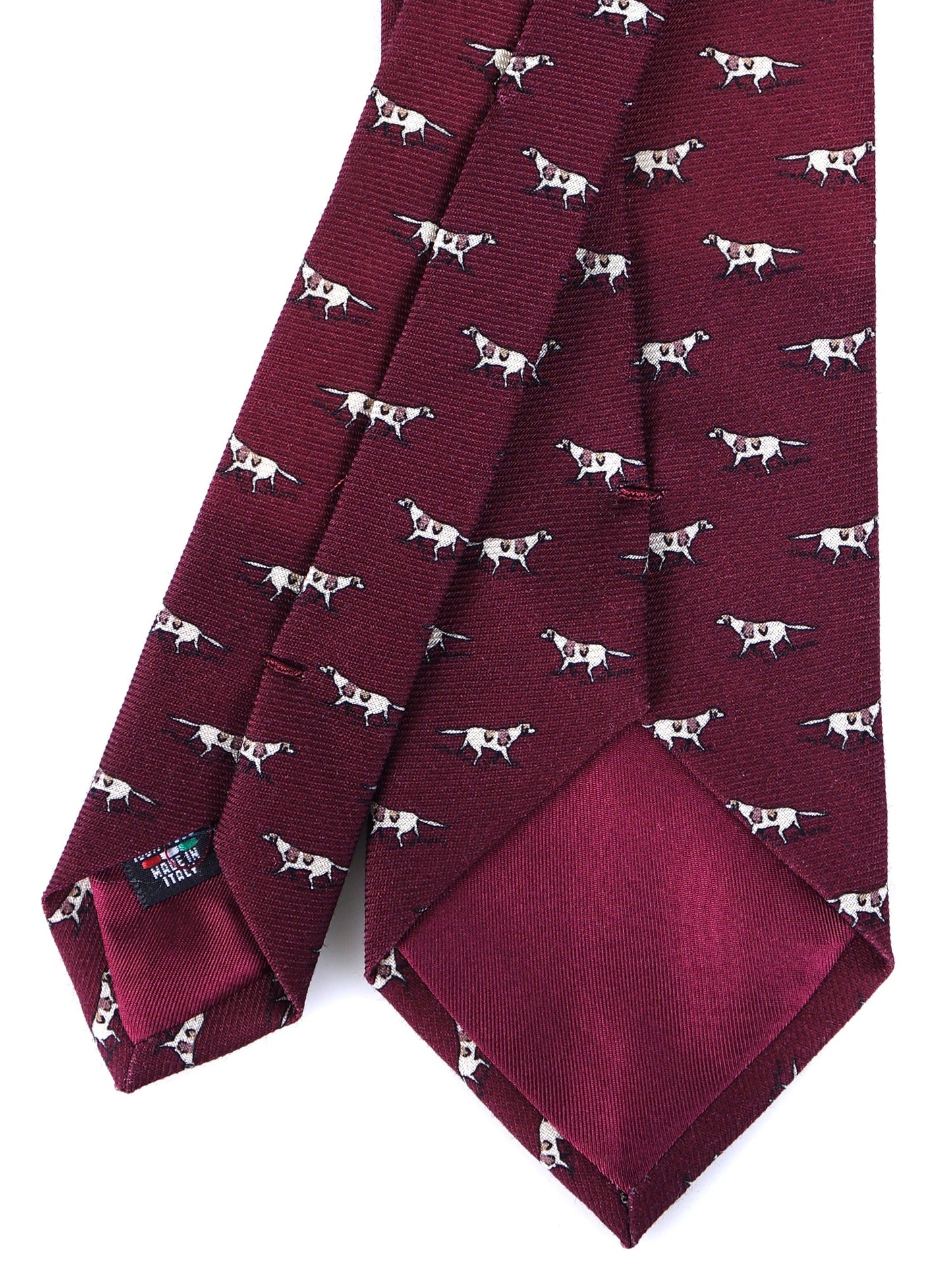 Bordeaux 3 Fold SEGUGIO Tie in English Printed Challis Wool