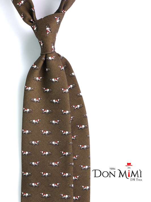 Green 3 Fold SEGUGIO Tie in printed English challis wool