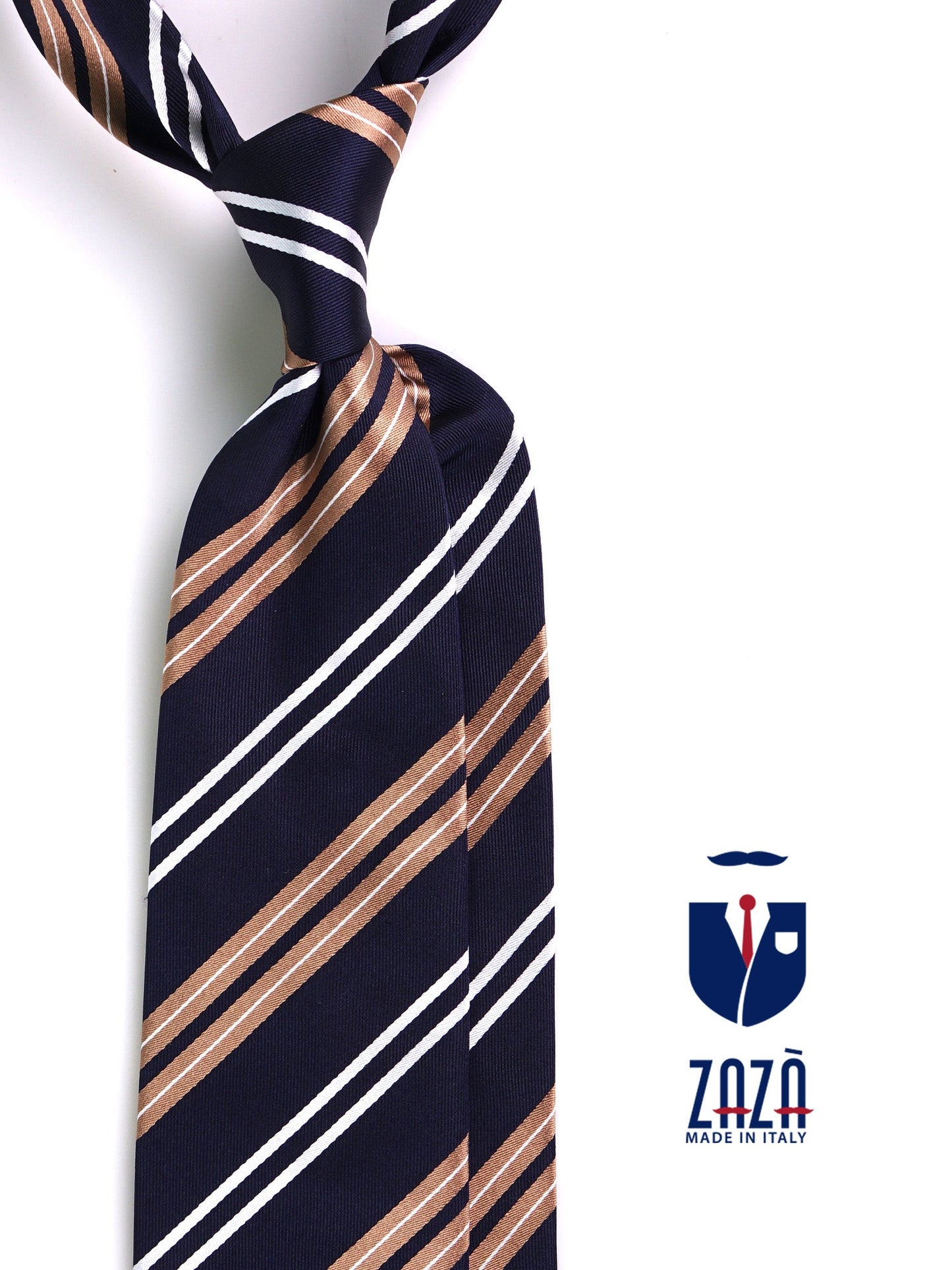 SERENO Dark Blue Silk Jacquard 3-Fold Tie