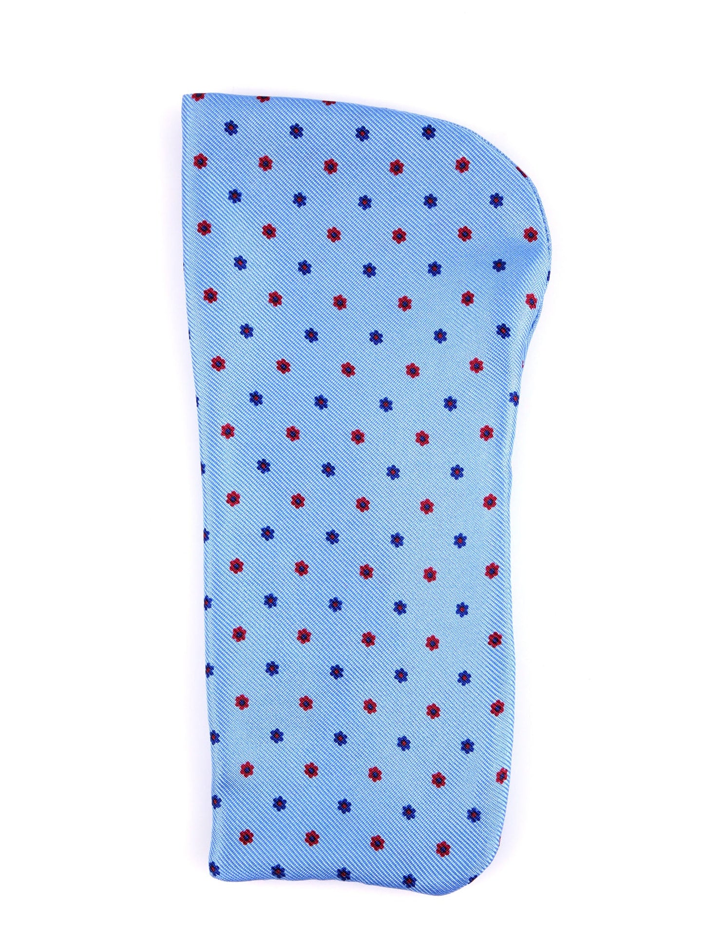 Severi light blue glasses case in English printed silk