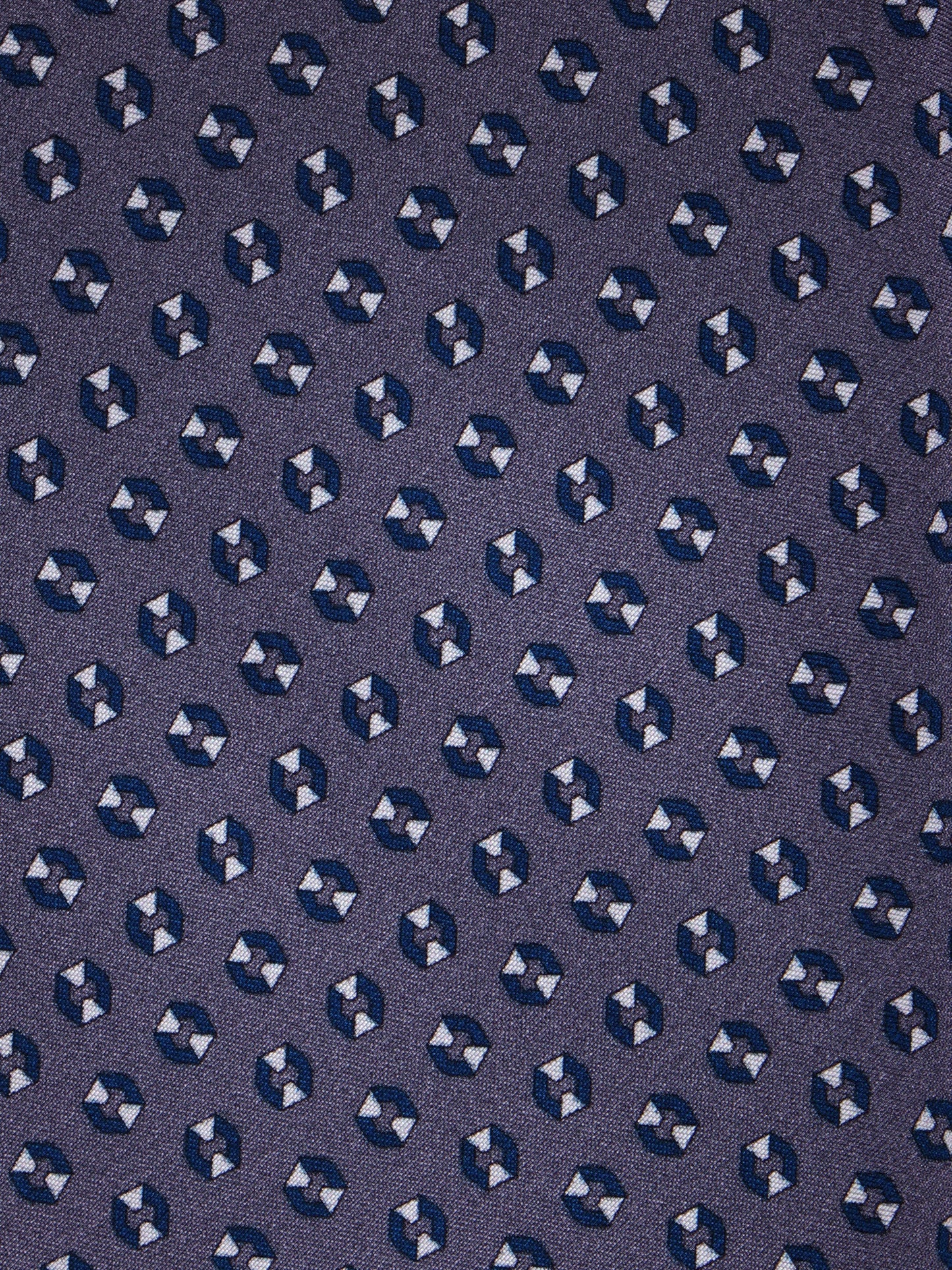 3-fold SHILLA tie in grey printed silk