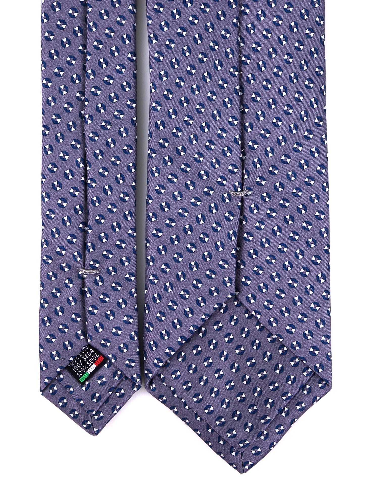 3-fold SHILLA tie in grey printed silk
