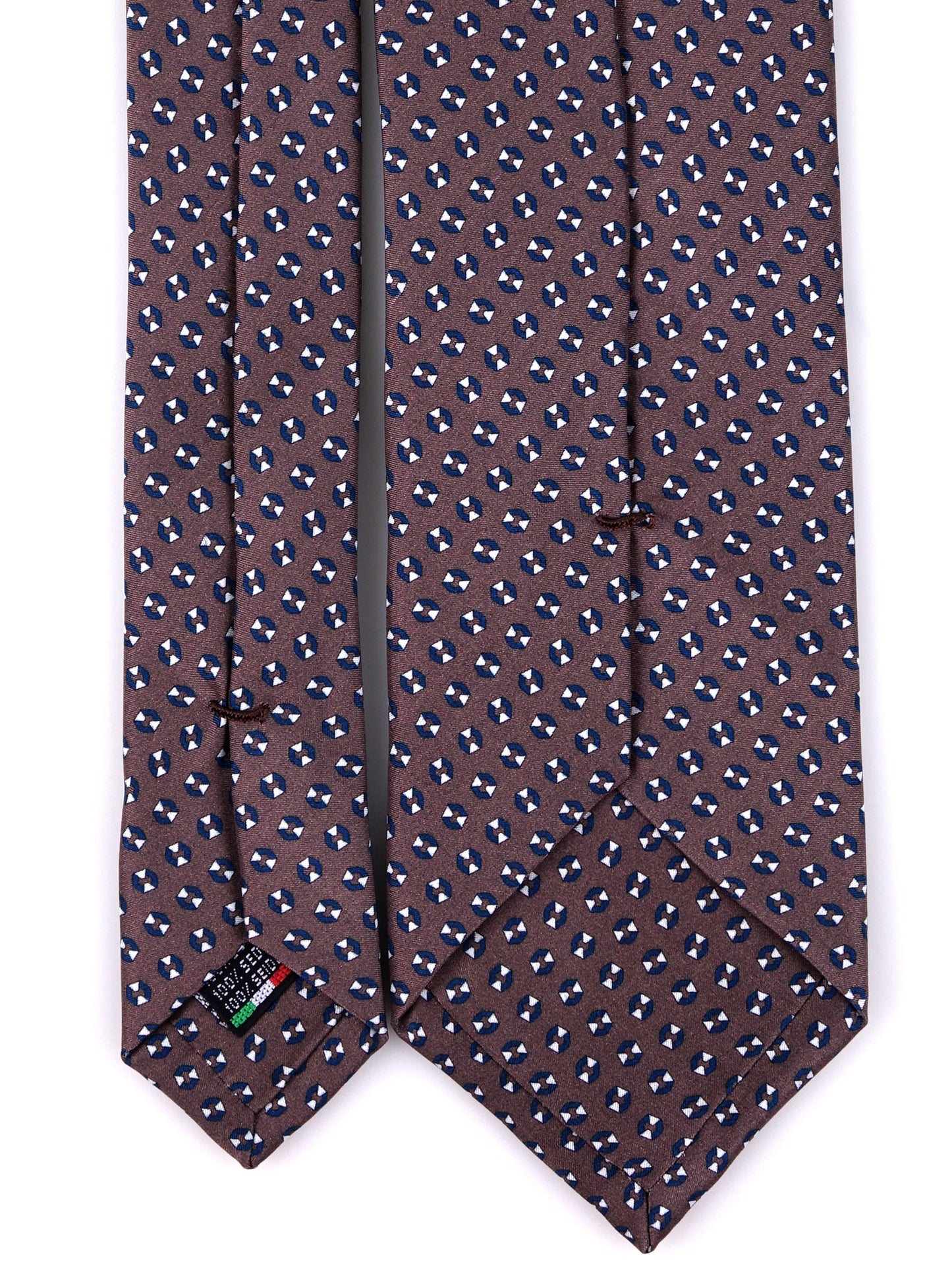SHILLA 3-fold tie in light brown printed silk