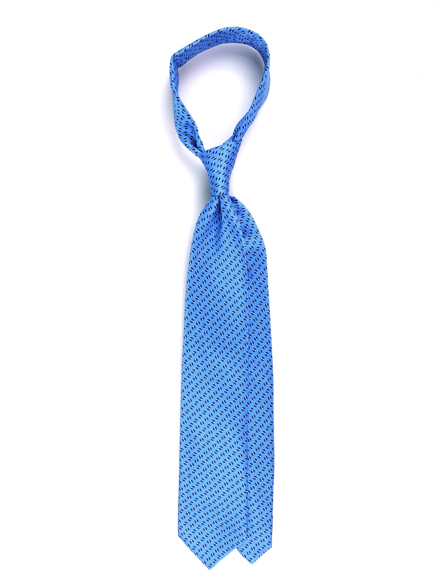 SHILLA 3 fold tie in light blue printed silk
