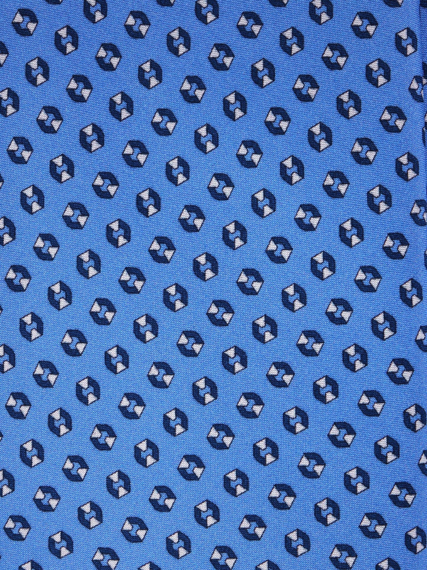 SHILLA 3 fold tie in light blue printed silk