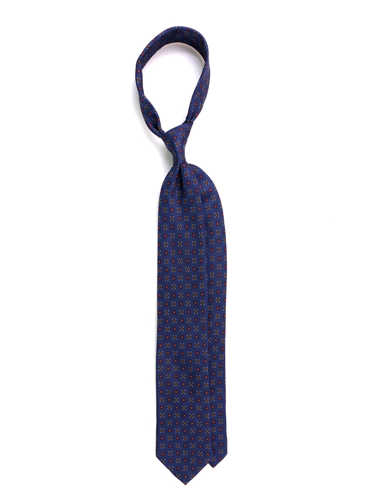 3-fold blue SIENA tie in printed silk