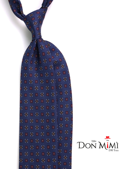 3-fold blue SIENA tie in printed silk
