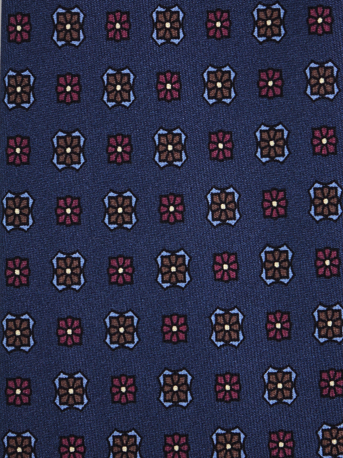 3-fold blue SIENA tie in printed silk