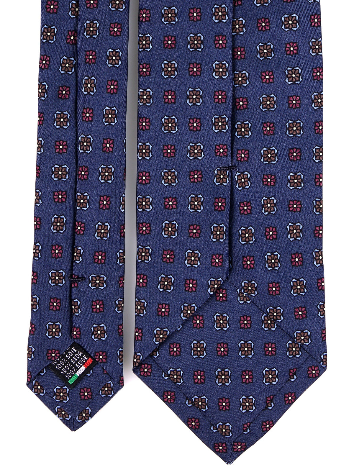 3-fold blue SIENA tie in printed silk