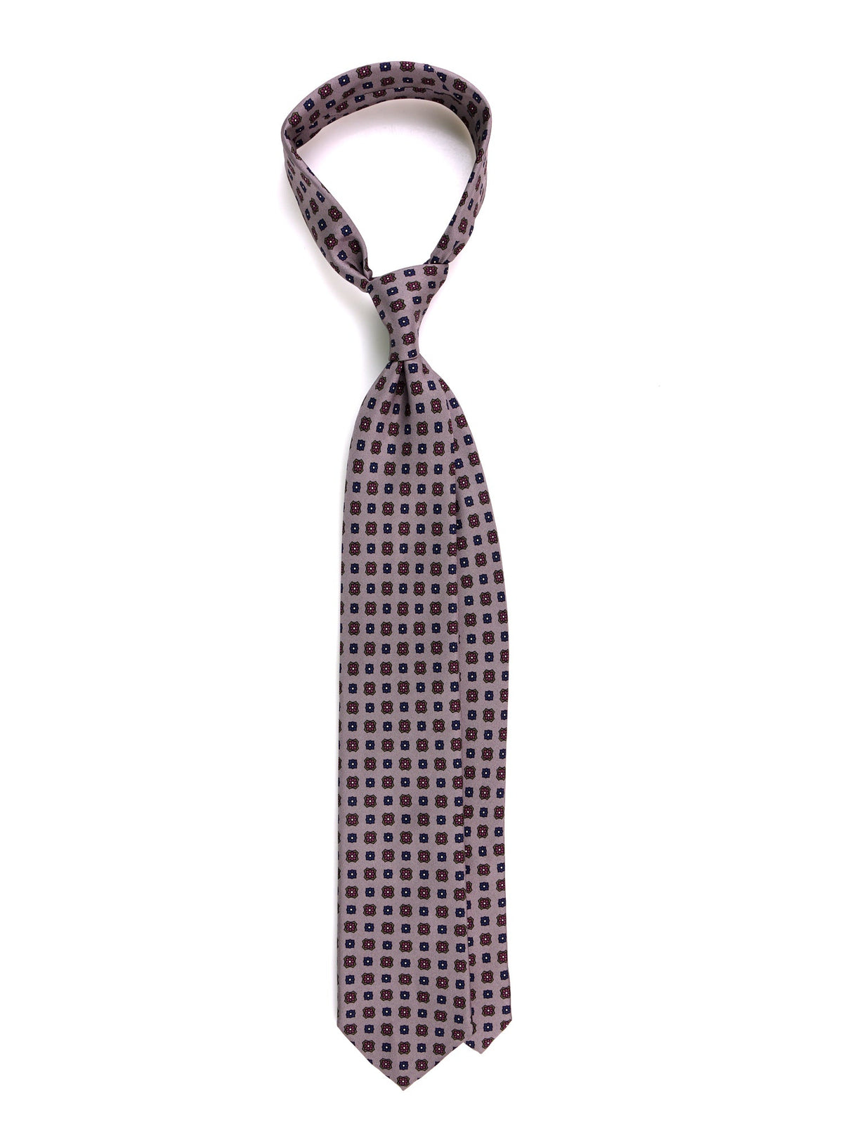 SIENA grey 3-fold printed silk tie