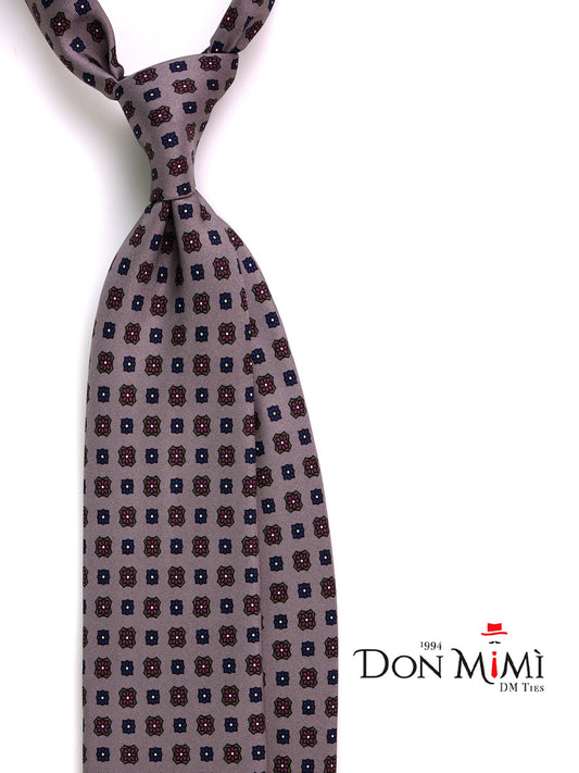SIENA grey 3-fold printed silk tie